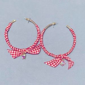 LIKE NEW! Betsey Johnson Gingham Hoop Earrings
